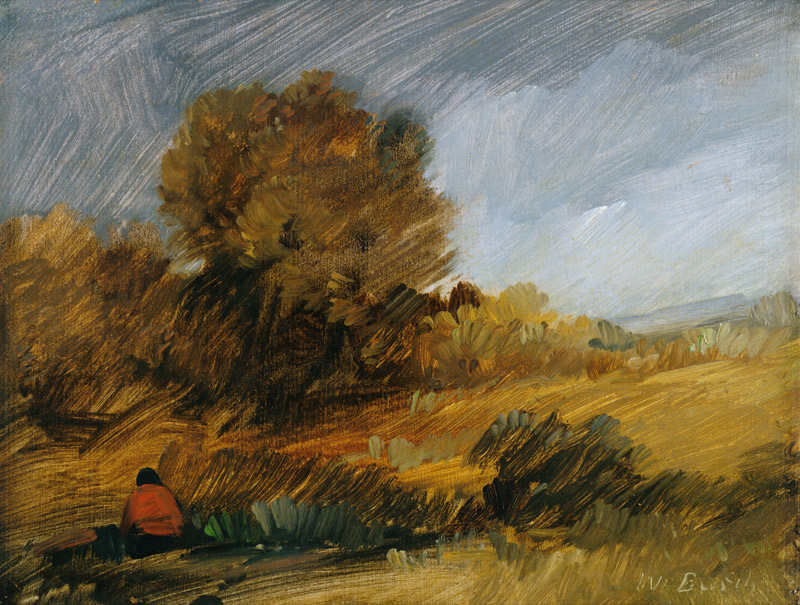 Herbstliche Landschaft mit roter Figur from Wilhelm Busch