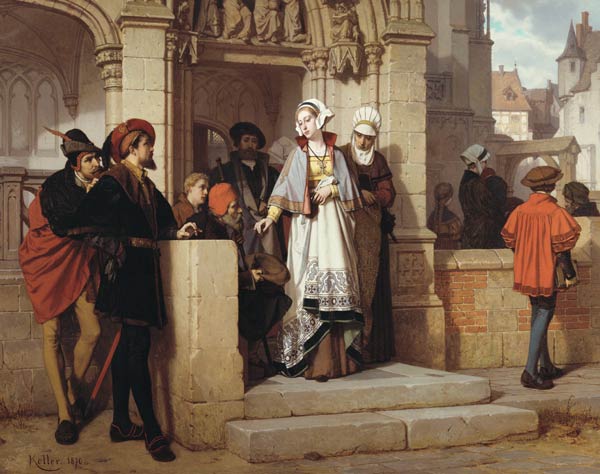 Faust und Mephistopheles warten an der Kirchentür auf Gretchen from Wilhelm Koller