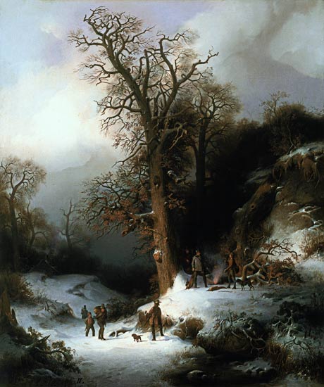 Jagdszene in einer Winterlandschaft. from Wilhelm Lichtenheld