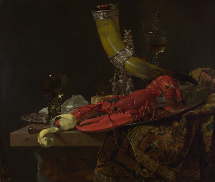 Still Life with the Drinking-Horn of the Saint Sebastian Archers' Guild, Lobster and Glasses from Willem Kalf