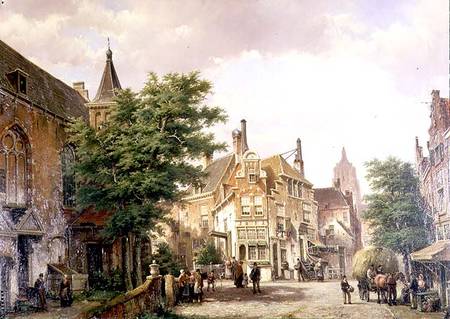 Figures at a Crossroads in Amsterdam from Willem Koekkoek