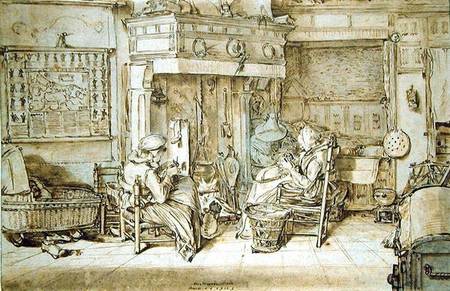 Dutch interior, 1617 (pen, ink and brush on from Willem Pietersz Buytewech