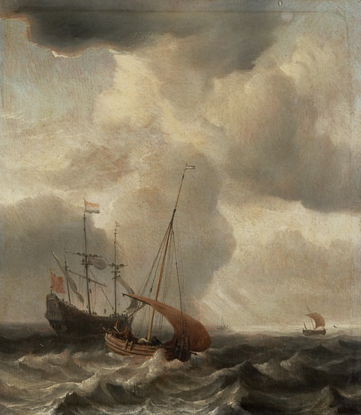 Stürmische See mit einzelnen Schiffen. from Willem van de Velde d.J.