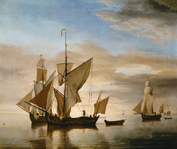 Schiffe auf ruhiger See im Abendlicht from Willem van de Velde d.J.