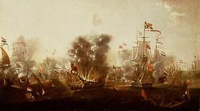 Die Explosion des Schiffes Eendracht in der Schlacht von Lowestoft from Willem van der Stoop