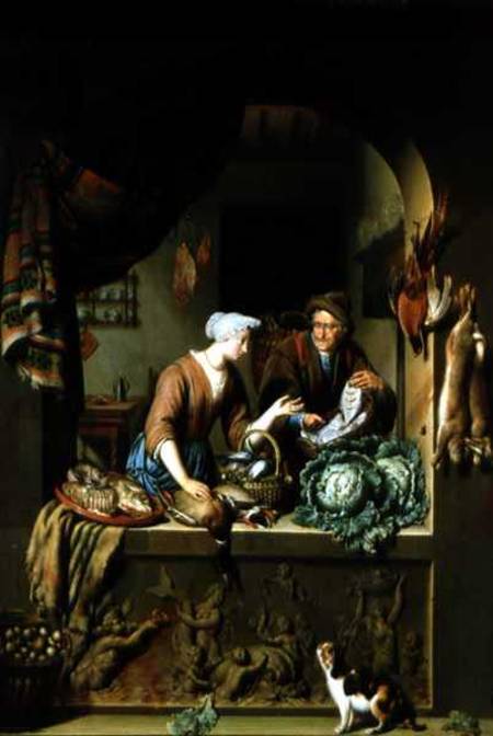 A Woman and a Fish Peddler from Willem van Mieris