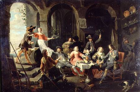 Elegant Company Merrymaking in an Interior with Servants in Attendance from Willem van the Elder Herp
