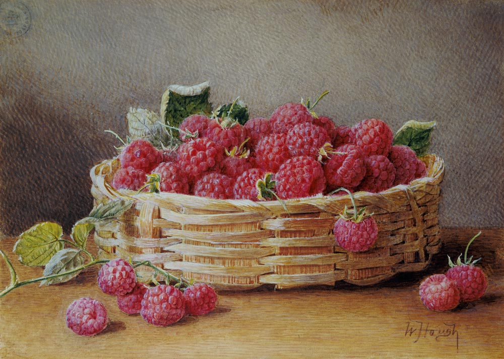 A Still Life of Raspberries in a Wicker Basket from William B. Hough