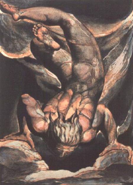 The First Book of Urizen; Man floating upside down from William Blake