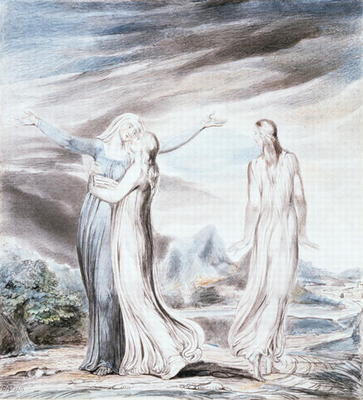 Ruth parting from Naomi, 1803 (wash, pencil, coloured chalk) from William Blake