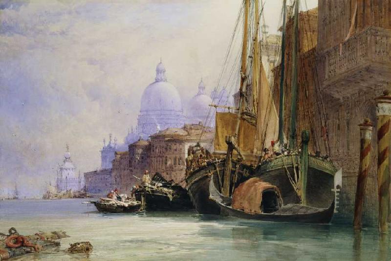Santa Maria della Salute und der Canal Grande, Venedig. from William Callow