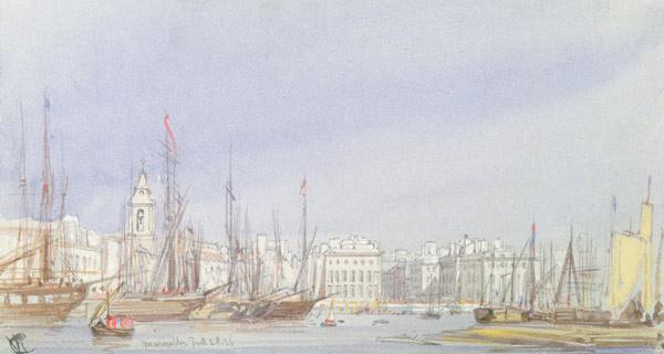 Marseilles, Shipping at Anchor and a Merchant Ship Becalmed, 28th July 1836