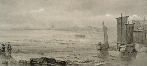 Seashore Study: Low Tide, with Fishing Boats and Fisherfolk from William Collins