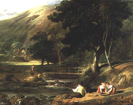 Borrowdale, Cumberland, with Children Playing By A Stream from William Collins