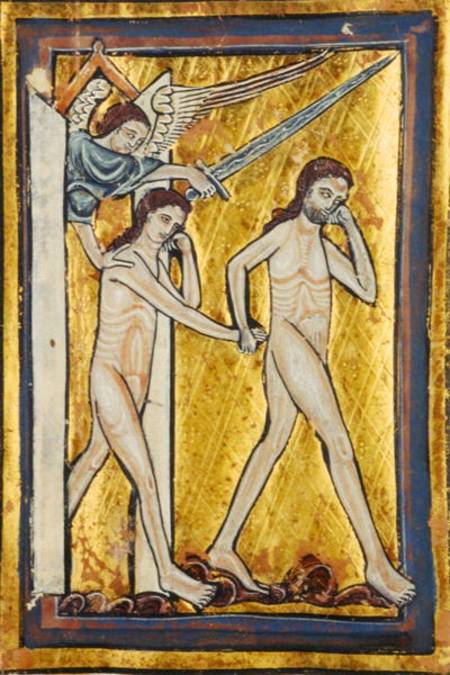Adam and Eve banished from Paradise, from a book of Hours from William de Brailes