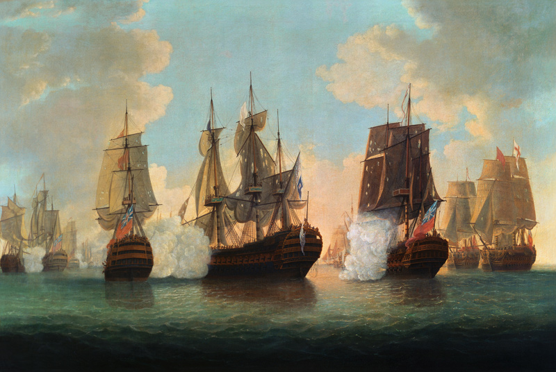 Seeschlacht zwischen englischen und französischen Schiffen from William Elliott