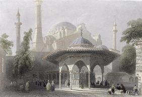Court and Fountain of St. Sophia, Istanbul, engraved by J. Redaway, c.1850 (aquatint)