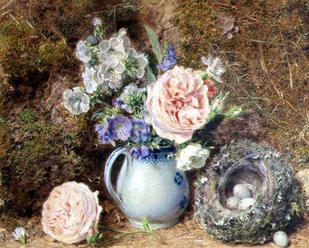 Still Life of Flowers and Nest from William Henry Hunt