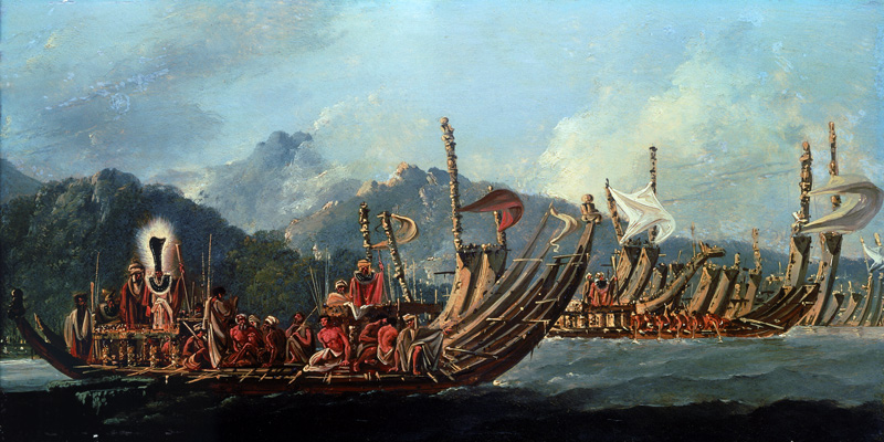 Tahitian War Canoes. In 1774 James Cook Witnessed a Review of the Fleet Consisting of 160 Big War Ca from William Hodges
