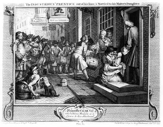 The Industrious ''Prentice out of his Time and Married to his Master''s Daughter, plate VI of ''Indu from William Hogarth