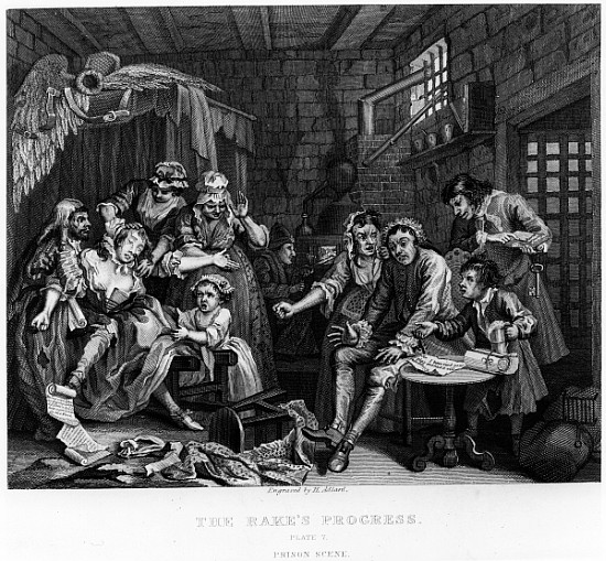 The Rake in Prison, plate VII, from ''A Rake''s Progress'' from William Hogarth