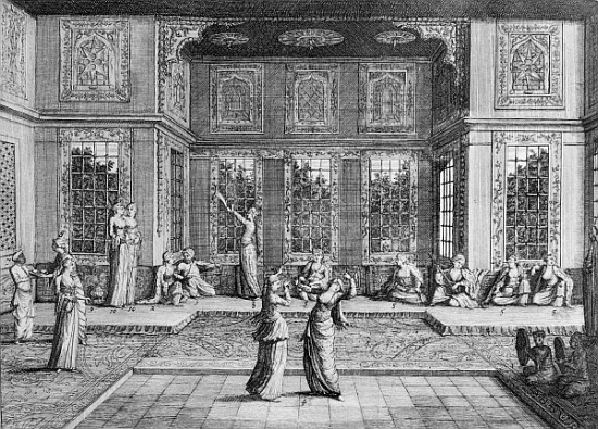 Women dancing in the Harem, from ''Voyages de Sr A. de la Motraye en Europe, Asie et Afrique'', publ from William Hogarth