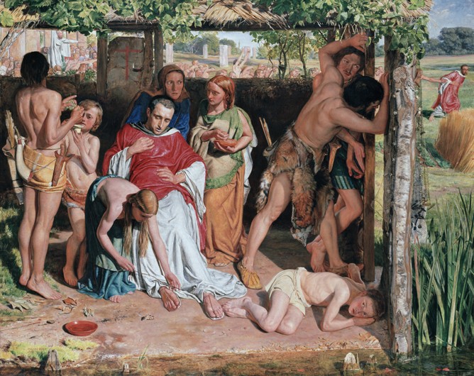 A Converted British Family Sheltering a Christian Missionary from the Persecution of the Druids from William Holman Hunt