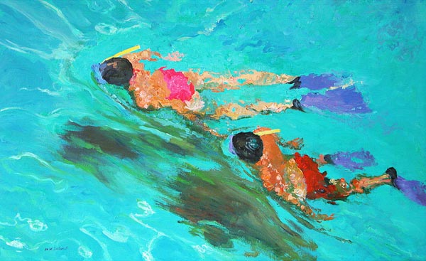 Snorkellers (oil on board)  from William  Ireland