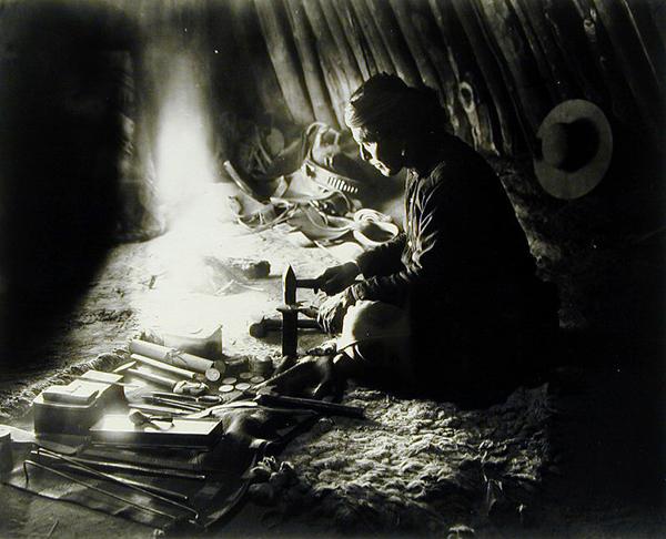 Navaho silversmith, c.1915 (b/w photo)  from William J. Carpenter