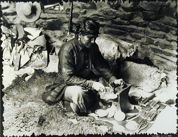 Silversmith at work, c.1914 (b/w photo)  from William J. Carpenter
