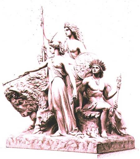 America, engraved by the artist from the marble group by John Bell (1811-95) at The Albert Memorial, from William John Roffe