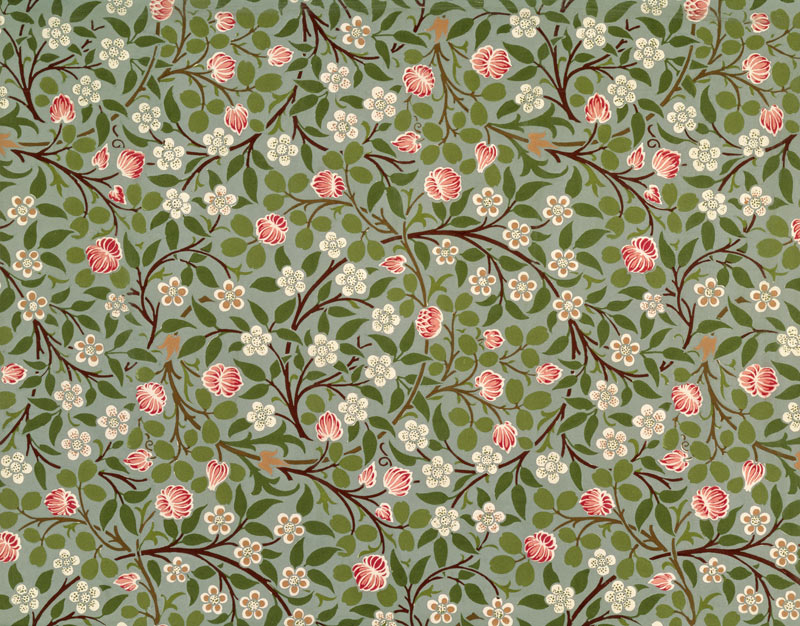 Small pink and white flower wallpaper design from William  Morris