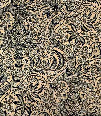 Wallpaper with navy blue seaweed style design from William  Morris
