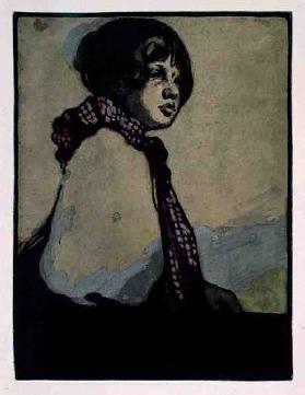 Ein Mädchen, halbe Länge, 1898 (Tinte und w / c auf Papier)