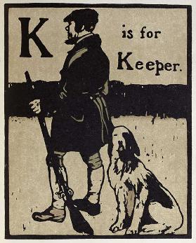K ist für Bewahrer, Illustration aus An Alphabet, herausgegeben von William Heinemann, 1898