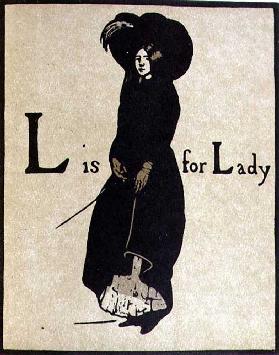 L ist für Dame, Illustration von "An Alphabet", veröffentlicht von William Heinemann, 1898