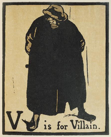 V steht für Villain, Illustration aus An Alphabet, Pub. 1898