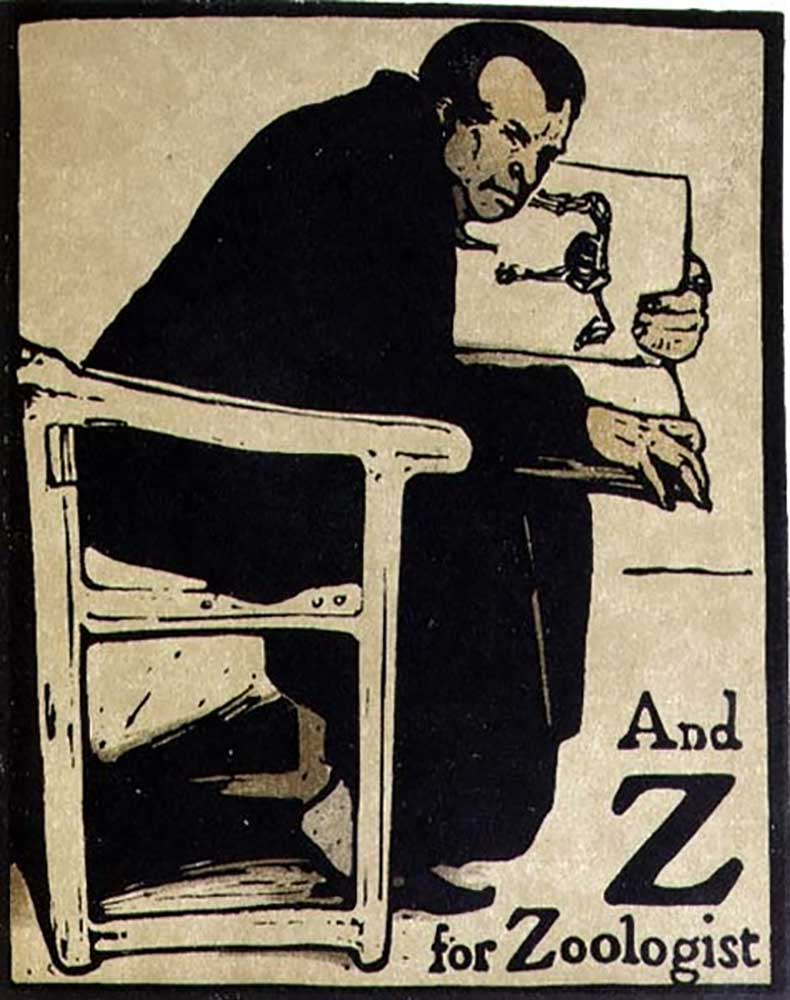 Und Z für Zoologen, Illustration aus An Alphabet, herausgegeben von William Heinemann, 1898 from William Nicholson