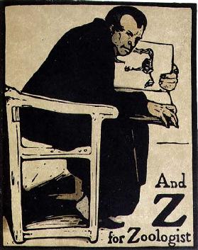 Und Z für Zoologen, Illustration aus An Alphabet, herausgegeben von William Heinemann, 1898