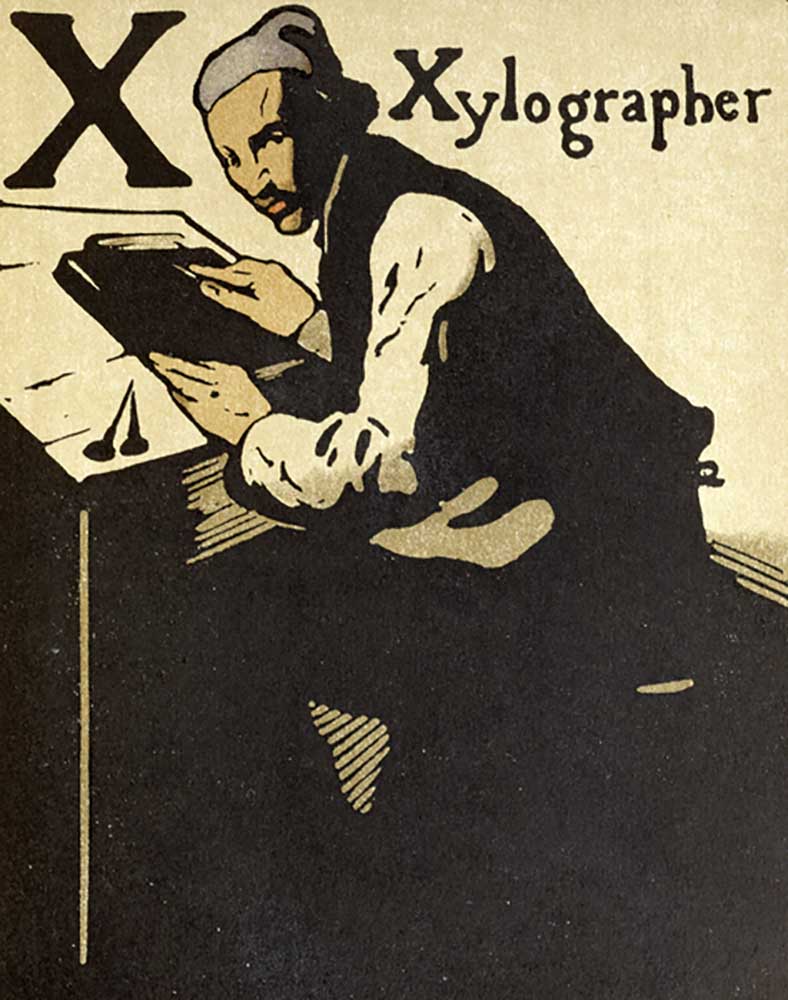 X für Xylographen, Illustration aus An Alphabet, herausgegeben von William Heinemann, 1898 from William Nicholson