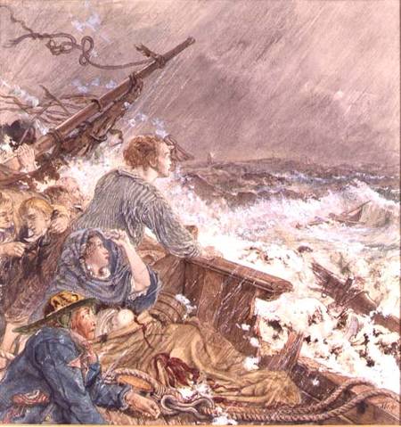 Grace Darling and her father saving the shipwrecked crew from William Scott