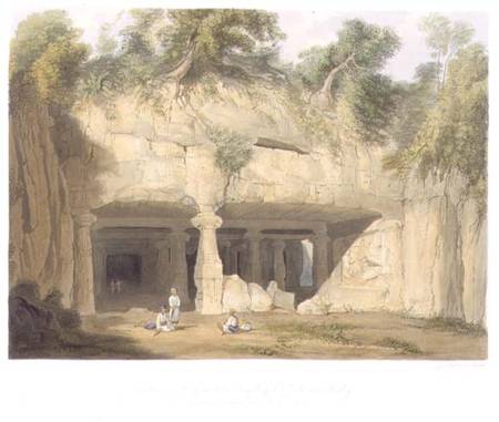 Exterior of the Great Cave Temple of Elephanta, near Bombay, in 1803, from Volume II of 'Scenery, Co from William Westall