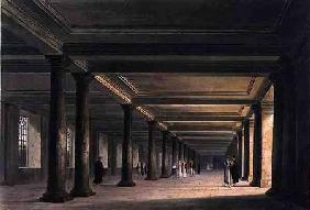Colonnade under Trinity College Library, Cambridge, from 'The History of Cambridge', engraved by Jos