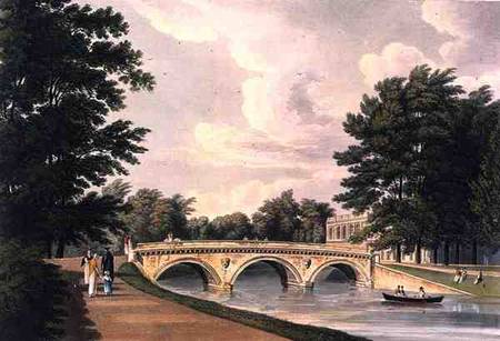 Trinity College Bridge, Cambridge, from 'The History of Cambridge', engraved by Joseph Constantine S from William Westall