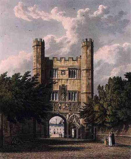 Trinity Gate, Cambridge, from 'The History of Cambridge', engraved by Joseph Constantine Stadler (fl from William Westall