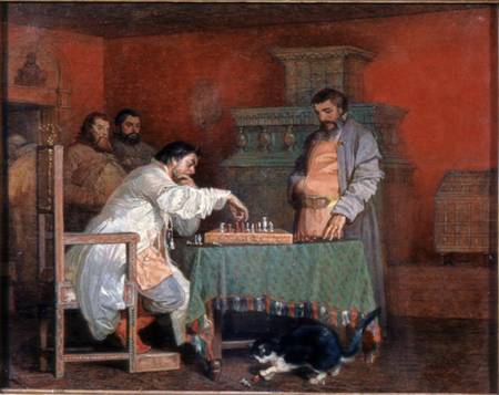 Scene from the Life of the Russian Tsar: Playing Chess from Wjatscheslaw Grigor. Schwarz