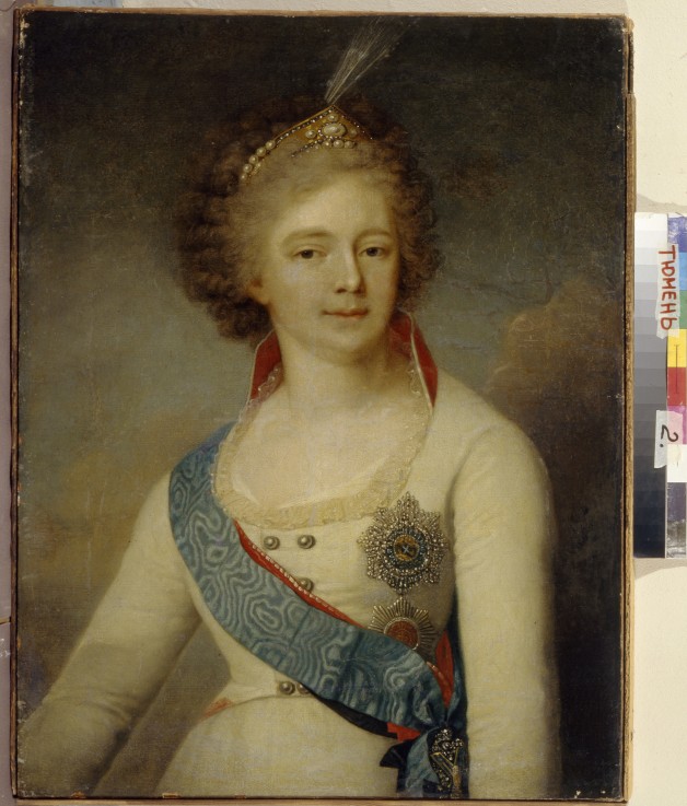 Portrait of Empress Maria Feodorovna (1759-1828) in the Chevalier Guard uniform from Wladimir Lukitsch Borowikowski
