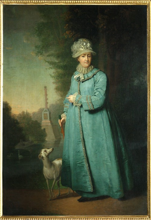 Catherine II strolling in the park at Tsarskoye Selo with the Chesme Column in the background from Wladimir Lukitsch Borowikowski