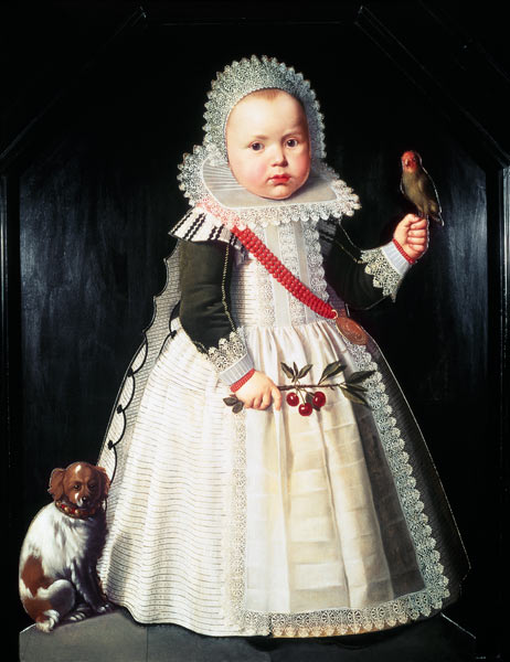 Portrait of a young boy holding a parrot from Wybrand Symonsz de Geest