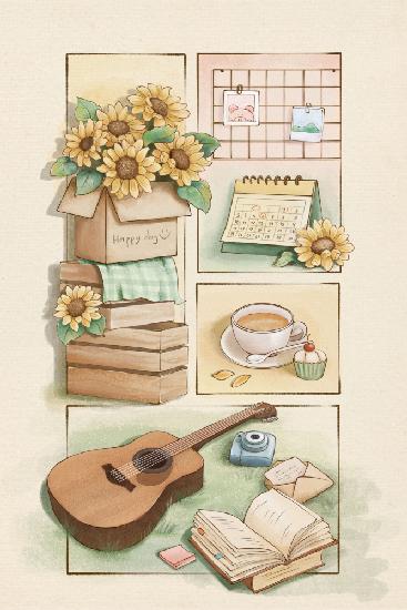 Sonnenblumen-Illustrationszeit